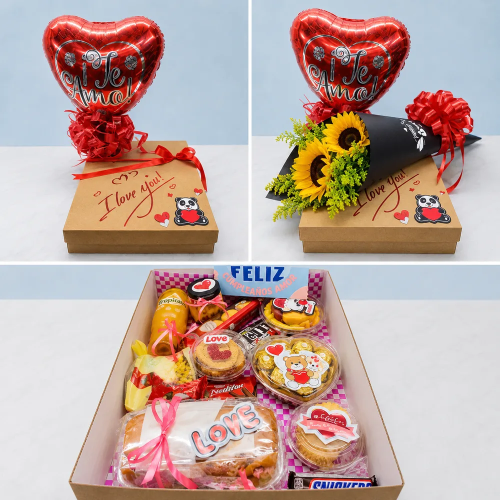 Desayuno sorpresa personalizado con girasoles y Ferrero Rocher