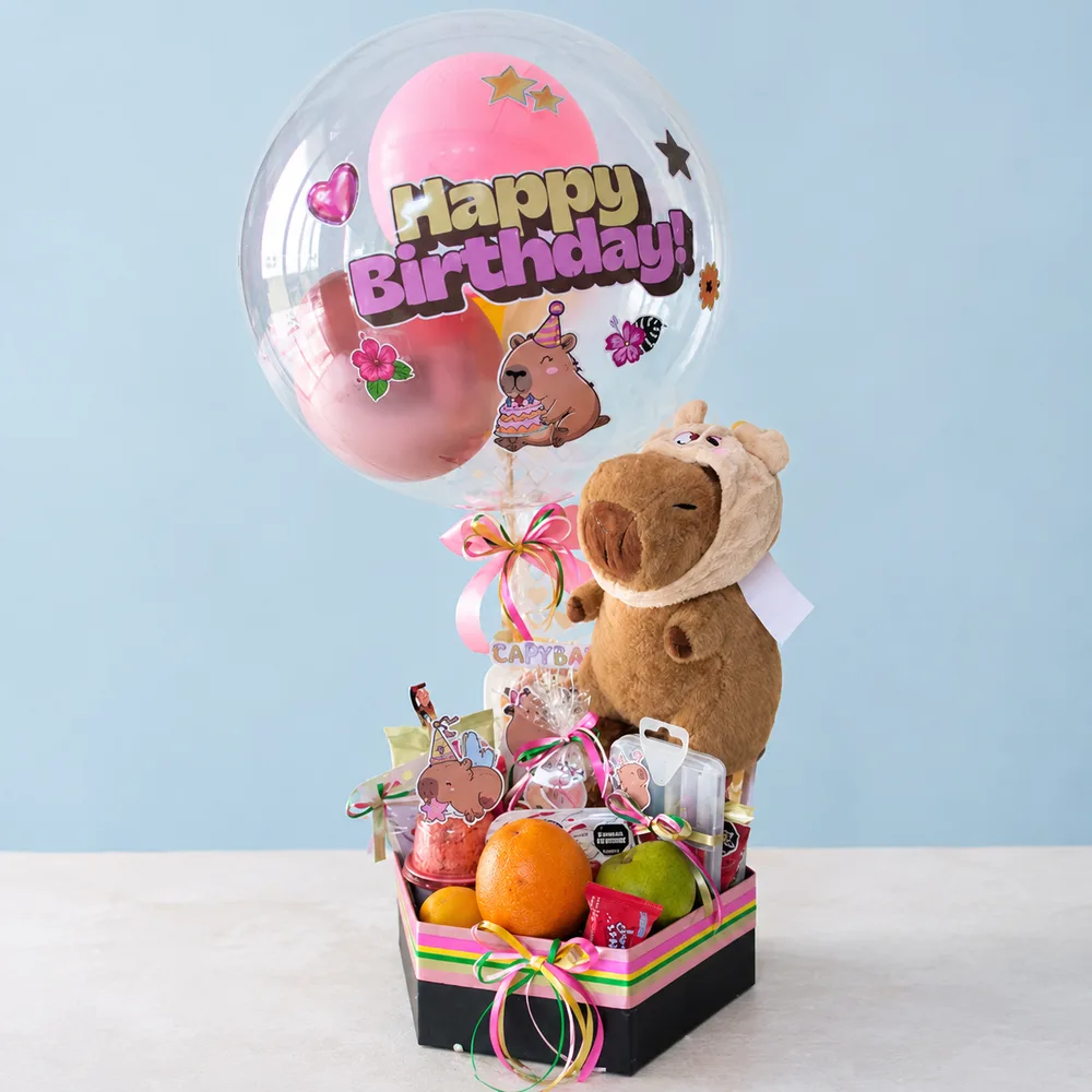 Caja hexagonal personalizada con peluche y dulces